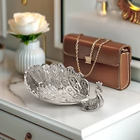 Aluminum Decor Dish, Peacock - Silver