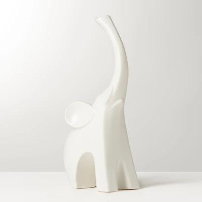 Torre & Tagus Elephant Sculpture Decor, 10" - White