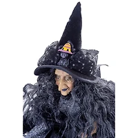 Sitting Black Cloth Adorable Witch Figure with Scepter