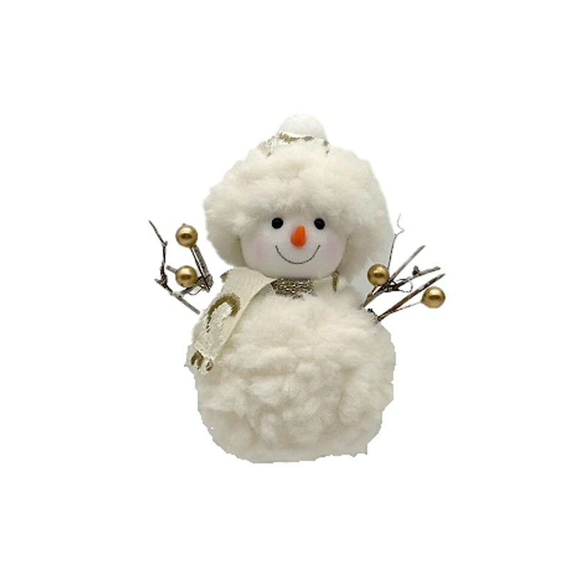 Fluffy Hangable White Cloth Snowman Ornament, Pack of 12
