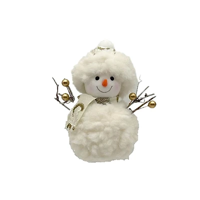 Fluffy Hangable White Cloth Snowman Ornament, Pack of 12