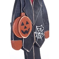 Décor épouvantail citrouille sur socle