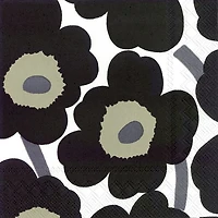 Serviettes de table Unikko, paquet de 20 - Noir