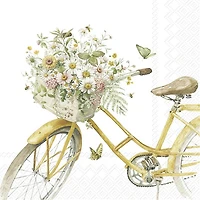 Serviettes à cocktail, paquet de 20 - Vélo à fleurs 