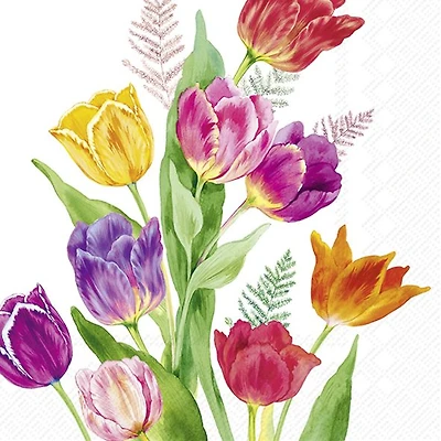 Bright Tulips Luncheon Napkins, pack of 20