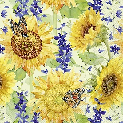 Serviettes de table, paquet de 20 - Sunflower & Larkspur