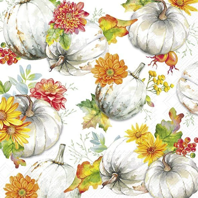 Luncheon Napkins, Pack of 20 - Cucurbita & Flowers
