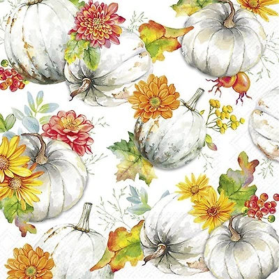 Luncheon Napkins, Pack of 20 - Cucurbita & Flowers