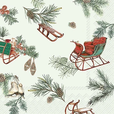 Cocktail Napkins, Pack of 20 - Sleigh Time