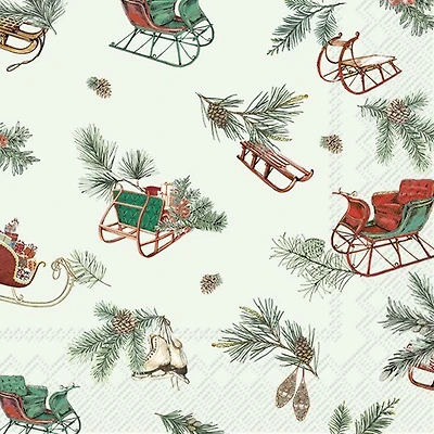 Luncheon Napkins, Pack of 20 - Sleigh Time
