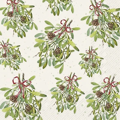 Luncheon Napkins, Pack of 20 - Mistletoes
