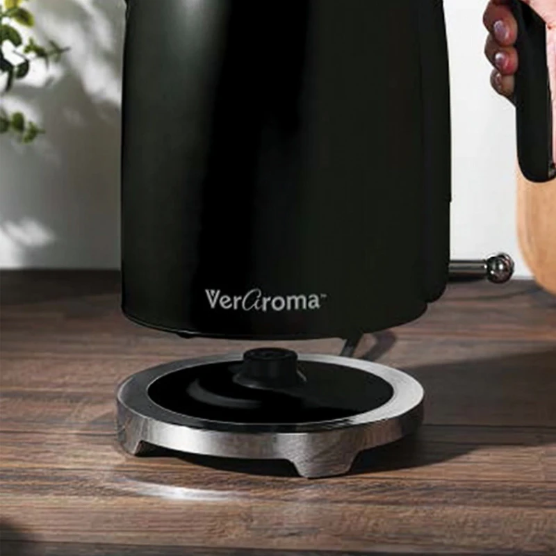 JS GOURMET Veraroma Bouilloire électrique mince en acier inoxydable - noir, 1,7 L 