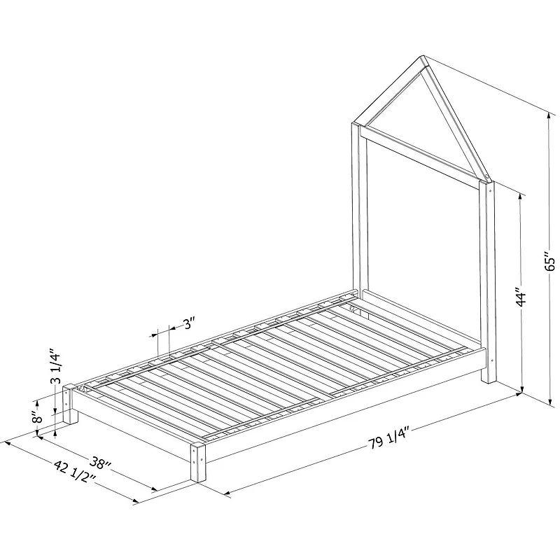 Lit Jumeau Sweedi en bois massif avec tête de lit noir mat par South Shore Furniture