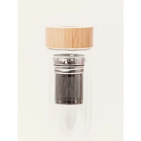 Gobelet à thé durable 3-en-1 en verre et en bambou – Charbon, 15 oz