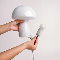 Glass Mushroom Table Lamp - Bubblegum Stripes