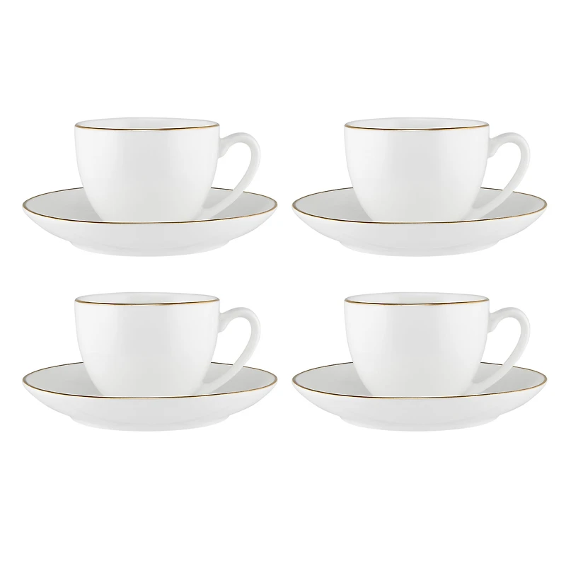 Maxwell & Williams Set of 4 White Gold Cups & Saucers