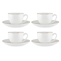 Maxwell & Williams Set of 4 White Gold Cups & Saucers