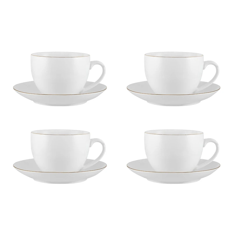 Maxwell & Williams Set of 4 White Gold Cups & Saucers