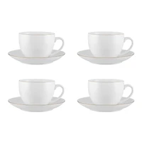 Maxwell & Williams Set of 4 White Gold Cups & Saucers