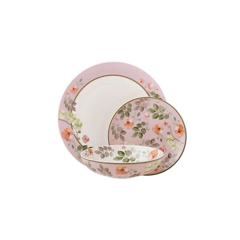 Arcadia Pink 12-Piece Dinner Set by Maxwell & Williams