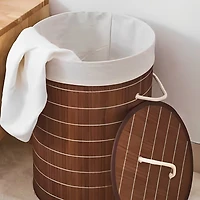 Collapsible Round Hamper with Bamboo Lid