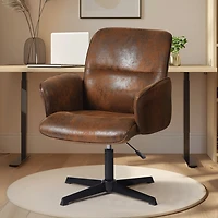 360° Swivel Adjustable Height Chair in Suede Brown Fabric by Maison Classique