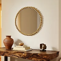Round Beaded Mirror - Gold