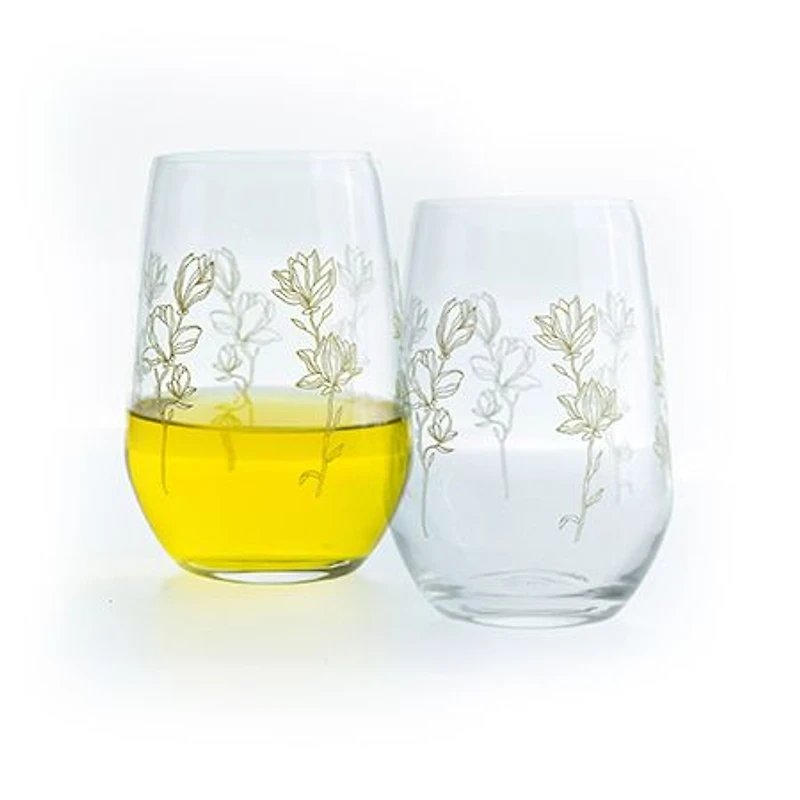 Golden Floral Verres sans pied, ensemble de 6 - 13 oz
