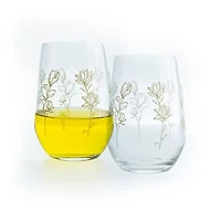 Golden Floral Verres sans pied, ensemble de 6 - 13 oz