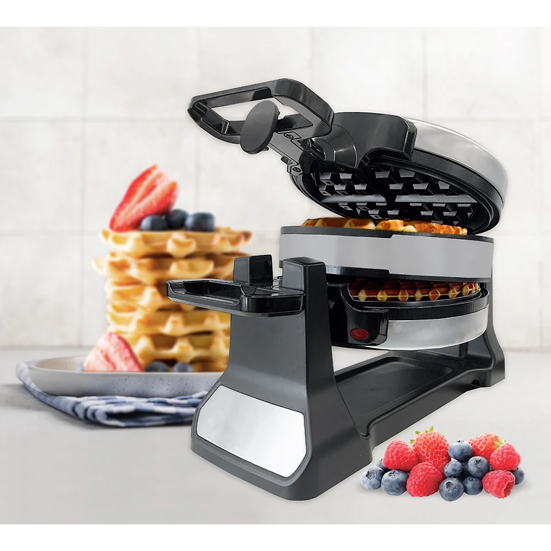 JS GOURMET Stainless Steel Double Belgian Waffle Maker