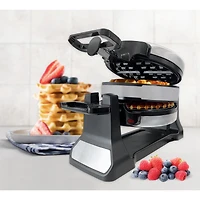 JS GOURMET Stainless Steel Double Belgian Waffle Maker