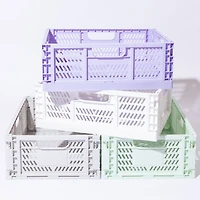 Set of 4 Large Folding Storage Crates - Pink
