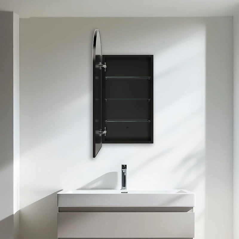 Madison Arch Black Medicine Cabinet 18"x30" by Haute Deco