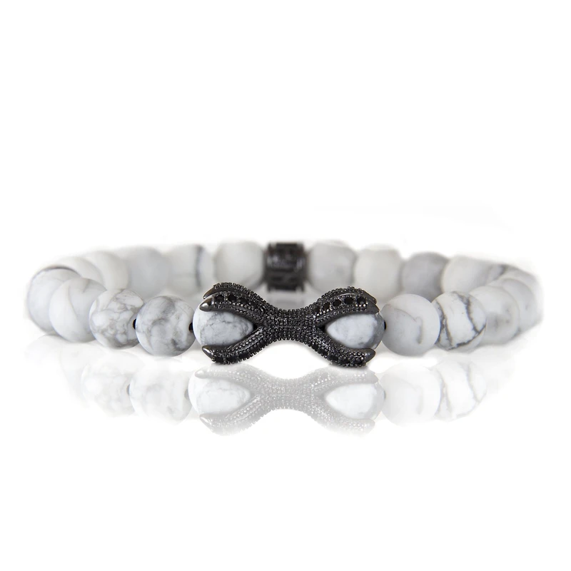 Luenzo White and Turquoise with Gunmetal Claw Bracelet