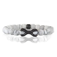 Luenzo White and Turquoise with Gunmetal Claw Bracelet