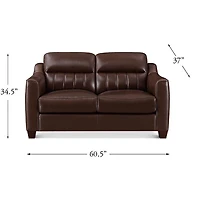 Uptown Leather Loveseat - Chestnut