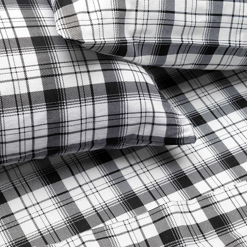 Black Check Ensemble de draps en flanelle