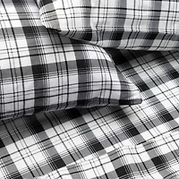Black Check Ensemble de draps en flanelle