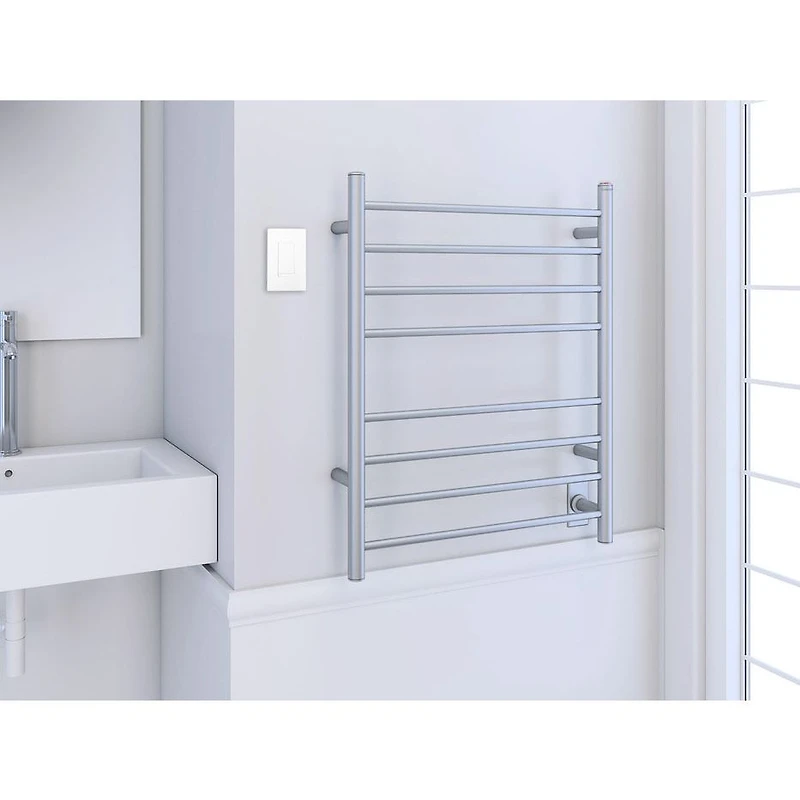 Prestige Dual 8-Bar Hardwired and Plug-in Towel Warmer in Brushed Stainless Steel with WiFi Timer
