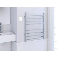 Prestige Dual 8-Bar Hardwired and Plug-in Towel Warmer in Brushed Stainless Steel with WiFi Timer