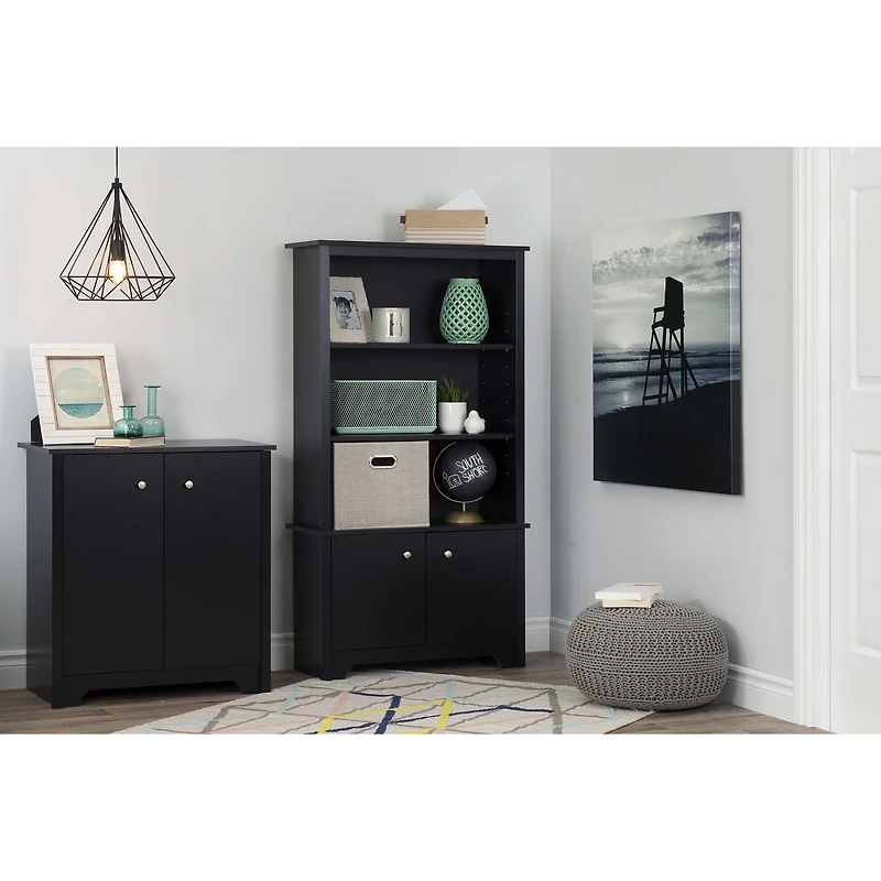 Venus 2-Door Storage Cabinet - Pure Black