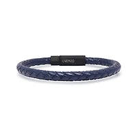 Luenzo Navy Blue Genuine Leather Single Wrap Bracelet