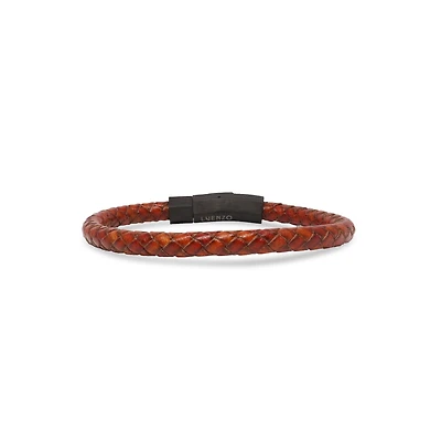 Bracelet simple en cuir véritable « Saddle Brown » par Luenzo