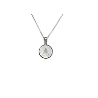 Luenzo Stainless Steel Initial Necklace "A" with Mother of Pearl Inlay