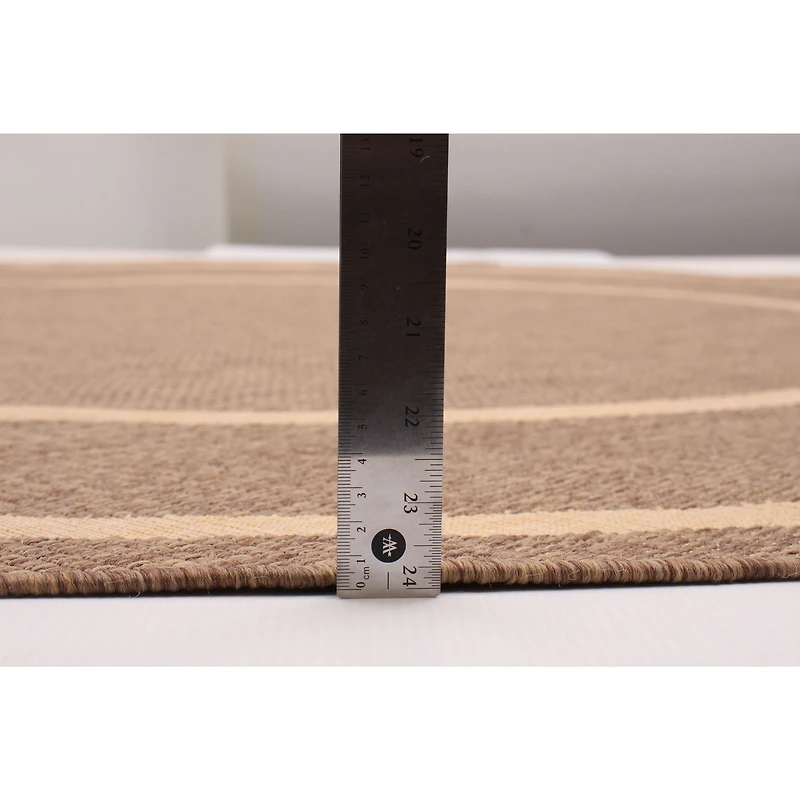Round Sisal Beige and Tan Rug - 79"
