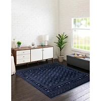 Tapis bleu carré « Tekke » - 6 pi 7 po x 6 pi 7 po