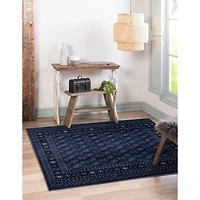 Tapis bleu carré « Tekke » - 6 pi 7 po x 6 pi 7 po