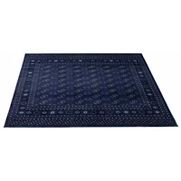 Tapis bleu carré « Tekke » - 6 pi 7 po x 6 pi 7 po