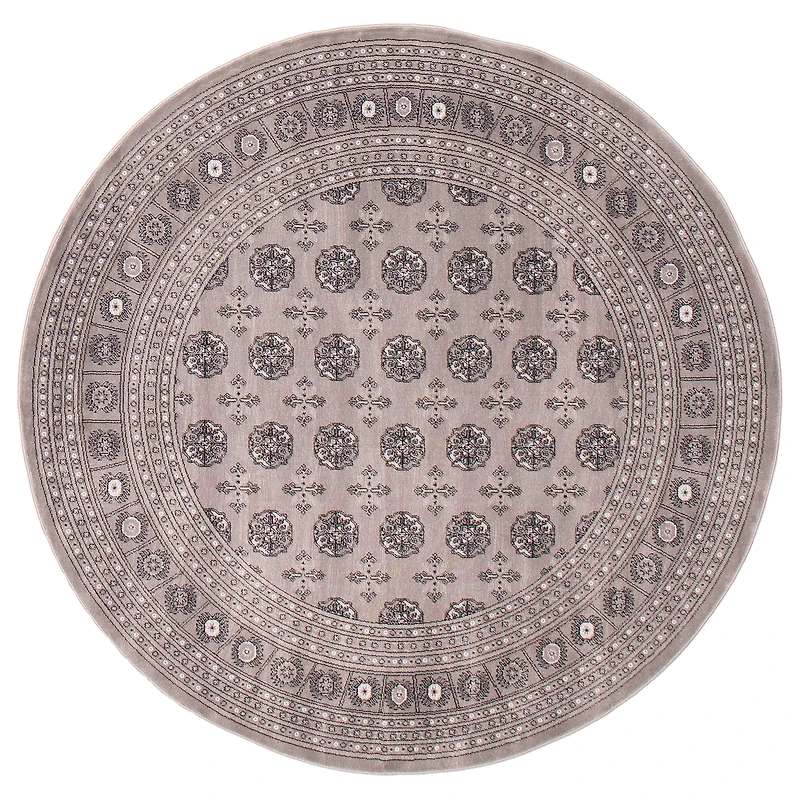 Tapis gris rond « Tekke » - 6 pi 7 po x 6 pi 7 po