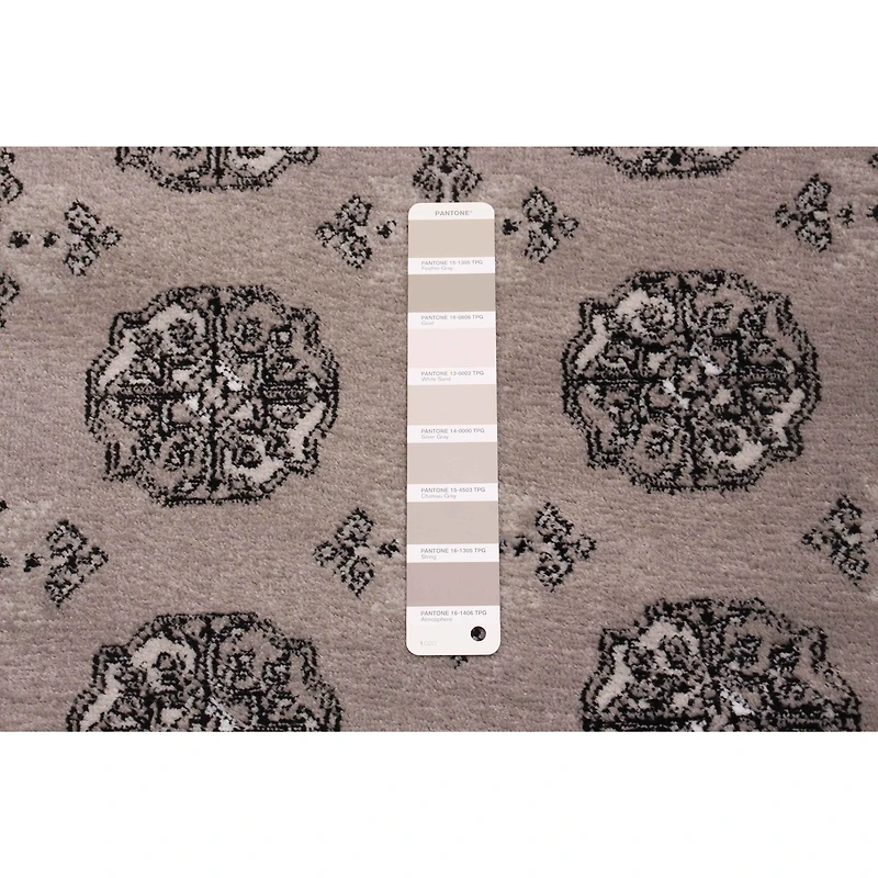 Tapis gris rond « Tekke » - 6 pi 7 po x 6 pi 7 po
